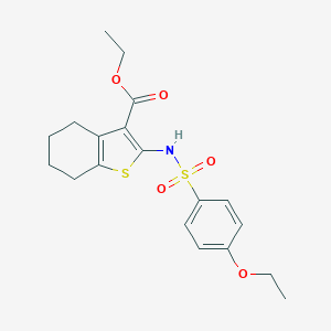molecular formula C19H23NO5S2 B296493 Ethyl 2-{[(4-ethoxyphenyl)sulfonyl]amino}-4,5,6,7-tetrahydro-1-benzothiophene-3-carboxylate 