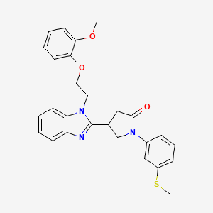 molecular formula C27H27N3O3S B2964931 4-(1-(2-(2-methoxyphenoxy)ethyl)-1H-benzo[d]imidazol-2-yl)-1-(3-(methylthio)phenyl)pyrrolidin-2-one CAS No. 847397-82-4