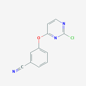 molecular formula C11H6ClN3O B2964932 3-(2-Chloropyrimidin-4-yloxy)benzenecarbonitrile CAS No. 353259-11-7