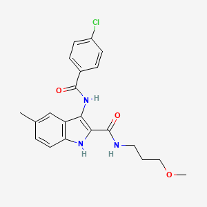 molecular formula C21H22ClN3O3 B2964937 3-(4-chlorobenzamido)-N-(3-methoxypropyl)-5-methyl-1H-indole-2-carboxamide CAS No. 1031993-73-3