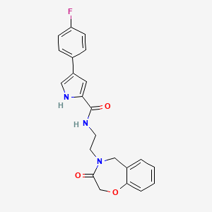 molecular formula C22H20FN3O3 B2964938 4-(4-fluorophenyl)-N-(2-(3-oxo-2,3-dihydrobenzo[f][1,4]oxazepin-4(5H)-yl)ethyl)-1H-pyrrole-2-carboxamide CAS No. 1903032-62-1