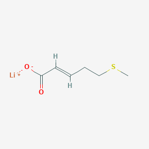 molecular formula C6H9LiO2S B2964942 锂；(E)-5-甲基硫代戊-2-烯酸 CAS No. 2580294-98-8