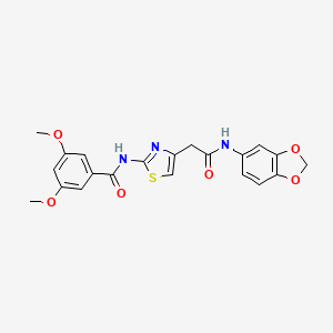 molecular formula C21H19N3O6S B2964943 N-(4-(2-(benzo[d][1,3]dioxol-5-ylamino)-2-oxoethyl)thiazol-2-yl)-3,5-dimethoxybenzamide CAS No. 941947-53-1