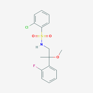 molecular formula C16H17ClFNO3S B2964944 2-chloro-N-(2-(2-fluorophenyl)-2-methoxypropyl)benzenesulfonamide CAS No. 1797559-46-6
