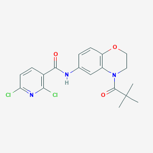 molecular formula C19H19Cl2N3O3 B2964949 2,6-dichloro-N-[4-(2,2-dimethylpropanoyl)-3,4-dihydro-2H-1,4-benzoxazin-6-yl]pyridine-3-carboxamide CAS No. 1424535-62-5