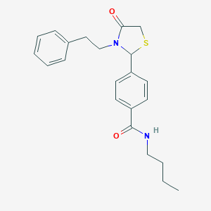 N-butyl-4-[4-oxo-3-(2-phenylethyl)-1,3-thiazolidin-2-yl]benzamide