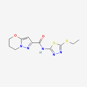 molecular formula C11H13N5O2S2 B2964978 N-(5-(ethylthio)-1,3,4-thiadiazol-2-yl)-6,7-dihydro-5H-pyrazolo[5,1-b][1,3]oxazine-2-carboxamide CAS No. 1448130-12-8