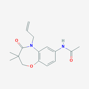 molecular formula C16H20N2O3 B2964980 N-(5-烯丙基-3,3-二甲基-4-氧代-2,3,4,5-四氢苯并[b][1,4]恶杂环庚-7-基)乙酰胺 CAS No. 921562-24-5
