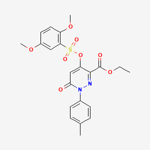 molecular formula C22H22N2O8S B2964987 Ethyl 4-(((2,5-dimethoxyphenyl)sulfonyl)oxy)-6-oxo-1-(p-tolyl)-1,6-dihydropyridazine-3-carboxylate CAS No. 899959-16-1