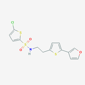 molecular formula C14H12ClNO3S3 B2964990 5-chloro-N-(2-(5-(furan-3-yl)thiophen-2-yl)ethyl)thiophene-2-sulfonamide CAS No. 2034255-68-8