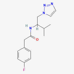 molecular formula C15H19FN4O B2964991 2-(4-fluorophenyl)-N-(3-methyl-1-(1H-1,2,3-triazol-1-yl)butan-2-yl)acetamide CAS No. 2034382-32-4