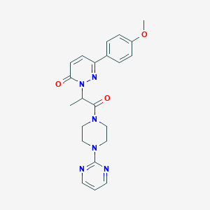 molecular formula C22H24N6O3 B2964996 6-(4-methoxyphenyl)-2-(1-oxo-1-(4-(pyrimidin-2-yl)piperazin-1-yl)propan-2-yl)pyridazin-3(2H)-one CAS No. 1226441-76-4