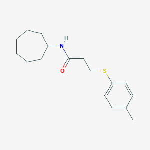 molecular formula C17H25NOS B296500 N-cycloheptyl-3-[(4-methylphenyl)sulfanyl]propanamide 