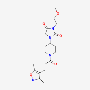 molecular formula C19H28N4O5 B2965001 1-(1-(3-(3,5-二甲基异恶唑-4-基)丙酰基)哌啶-4-基)-3-(2-甲氧基乙基)咪唑烷-2,4-二酮 CAS No. 2176070-22-5