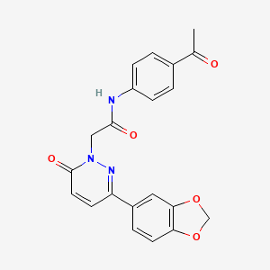 molecular formula C21H17N3O5 B2965003 N-(4-乙酰基苯基)-2-[3-(1,3-苯并二氧杂环-5-基)-6-氧代吡哒嗪-1-基]乙酰胺 CAS No. 941930-29-6
