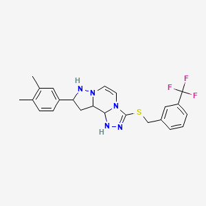 11-(3,4-Dimethylphenyl)-5-({[3-(trifluoromethyl)phenyl]methyl}sulfanyl)-3,4,6,9,10-pentaazatricyclo[7.3.0.0^{2,6}]dodeca-1(12),2,4,7,10-pentaene