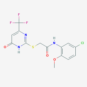 molecular formula C14H11ClF3N3O3S B2965016 N-(5-chloro-2-methoxyphenyl)-2-((6-oxo-4-(trifluoromethyl)-1,6-dihydropyrimidin-2-yl)thio)acetamide CAS No. 899990-94-4
