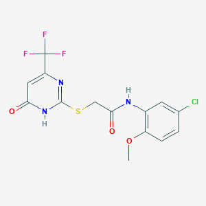 molecular formula C14H11ClF3N3O3S B2965016 N-(5-氯-2-甲氧基苯基)-2-((6-氧代-4-(三氟甲基)-1,6-二氢嘧啶-2-基)硫代)乙酰胺 CAS No. 899990-94-4