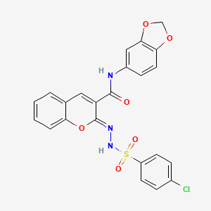 molecular formula C23H16ClN3O6S B2965017 (2Z)-N-1,3-benzodioxol-5-yl-2-{[(4-chlorophenyl)sulfonyl]hydrazono}-2H-chromene-3-carboxamide CAS No. 902555-42-4