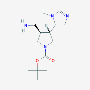 molecular formula C14H24N4O2 B2965018 Tert-butyl (3R,4S)-3-(aminomethyl)-4-(3-methylimidazol-4-yl)pyrrolidine-1-carboxylate CAS No. 2241141-94-4