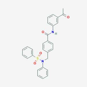molecular formula C28H24N2O4S B296502 N-(3-acetylphenyl)-4-{[(phenylsulfonyl)anilino]methyl}benzamide 