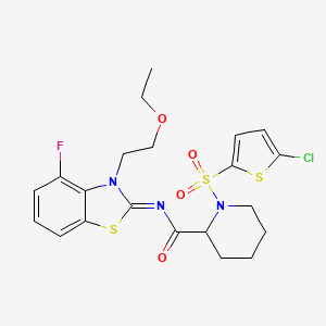 (E)-1-((5-chlorothiophen-2-yl)sulfonyl)-N-(3-(2-ethoxyethyl)-4-fluorobenzo[d]thiazol-2(3H)-ylidene)piperidine-2-carboxamide