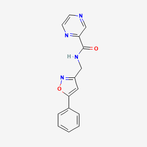 molecular formula C15H12N4O2 B2965021 N-((5-phenylisoxazol-3-yl)methyl)pyrazine-2-carboxamide CAS No. 1207046-69-2