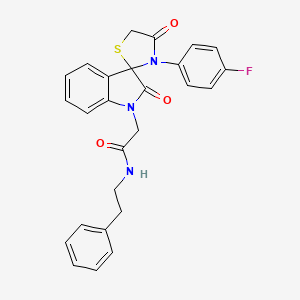molecular formula C26H22FN3O3S B2965022 2-(3'-(4-fluorophenyl)-2,4'-dioxospiro[indoline-3,2'-thiazolidin]-1-yl)-N-phenethylacetamide CAS No. 894552-71-7