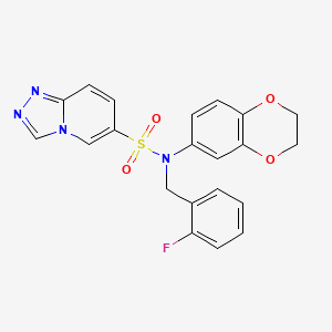molecular formula C21H17FN4O4S B2965025 N~6~-(2,3-dihydro-1,4-benzodioxin-6-yl)-N~6~-(2-fluorobenzyl)[1,2,4]triazolo[4,3-a]pyridine-6-sulfonamide CAS No. 1251633-21-2