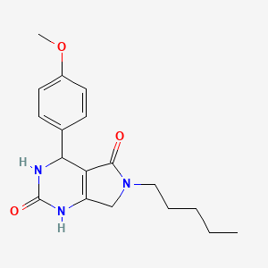 molecular formula C18H23N3O3 B2965039 4-(4-methoxyphenyl)-6-pentyl-3,4,6,7-tetrahydro-1H-pyrrolo[3,4-d]pyrimidine-2,5-dione CAS No. 940786-27-6