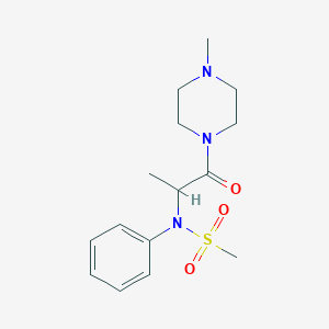 molecular formula C15H23N3O3S B296504 N-[1-(4-methylpiperazin-1-yl)-1-oxopropan-2-yl]-N-phenylmethanesulfonamide 