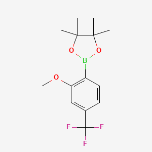 molecular formula C14H18BF3O3 B2965041 2-[2-Methoxy-4-(trifluoromethyl)phenyl]-4,4,5,5-tetramethyl-1,3,2-dioxaborolane CAS No. 1689547-84-9