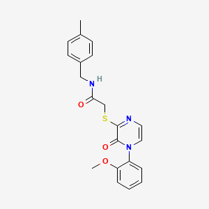 molecular formula C21H21N3O3S B2965042 2-[4-(2-methoxyphenyl)-3-oxopyrazin-2-yl]sulfanyl-N-[(4-methylphenyl)methyl]acetamide CAS No. 900007-09-2