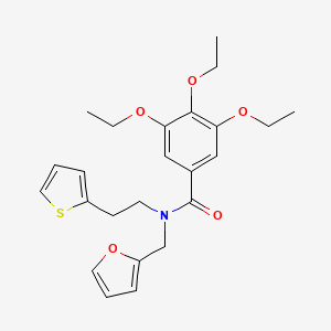 molecular formula C24H29NO5S B2965048 3,4,5-triethoxy-N-(furan-2-ylmethyl)-N-(2-(thiophen-2-yl)ethyl)benzamide CAS No. 1396716-31-6