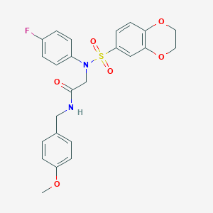 molecular formula C24H23FN2O6S B296505 2-[(2,3-dihydro-1,4-benzodioxin-6-ylsulfonyl)-4-fluoroanilino]-N-(4-methoxybenzyl)acetamide 
