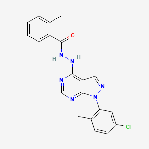 molecular formula C20H17ClN6O B2965055 N'-[1-(5-chloro-2-methylphenyl)pyrazolo[3,4-d]pyrimidin-4-yl]-2-methylbenzohydrazide CAS No. 881082-35-5