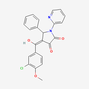 molecular formula C23H17ClN2O4 B2965059 4-(3-chloro-4-methoxybenzoyl)-3-hydroxy-5-phenyl-1-(pyridin-2-yl)-1H-pyrrol-2(5H)-one CAS No. 638133-74-1