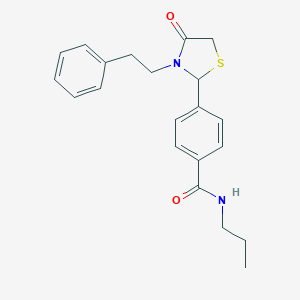 molecular formula C21H24N2O2S B296506 4-[4-oxo-3-(2-phenylethyl)-1,3-thiazolidin-2-yl]-N-propylbenzamide 