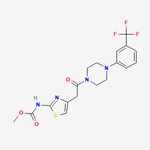 molecular formula C18H19F3N4O3S B2965066 Methyl (4-(2-oxo-2-(4-(3-(trifluoromethyl)phenyl)piperazin-1-yl)ethyl)thiazol-2-yl)carbamate CAS No. 946236-25-5