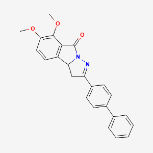 molecular formula C24H20N2O3 B2965068 2-([1,1'-biphenyl]-4-yl)-6,7-dimethoxy-3H-pyrazolo[5,1-a]isoindol-8(3aH)-one CAS No. 313705-01-0