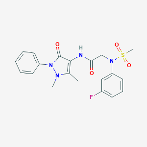 molecular formula C20H21FN4O4S B296507 N-(1,5-dimethyl-3-oxo-2-phenyl-2,3-dihydro-1H-pyrazol-4-yl)-2-[3-fluoro(methylsulfonyl)anilino]acetamide 