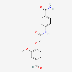 molecular formula C17H16N2O5 B2965084 4-[[2-(4-Formyl-2-methoxyphenoxy)acetyl]amino]benzamide CAS No. 1090942-37-2