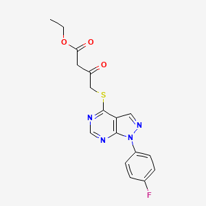 molecular formula C17H15FN4O3S B2965085 Ethyl 4-[1-(4-fluorophenyl)pyrazolo[3,4-d]pyrimidin-4-yl]sulfanyl-3-oxobutanoate CAS No. 893911-55-2