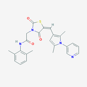 molecular formula C25H24N4O3S B296509 N-(2,6-dimethylphenyl)-2-(5-{[2,5-dimethyl-1-(3-pyridinyl)-1H-pyrrol-3-yl]methylene}-2,4-dioxo-1,3-thiazolidin-3-yl)acetamide 