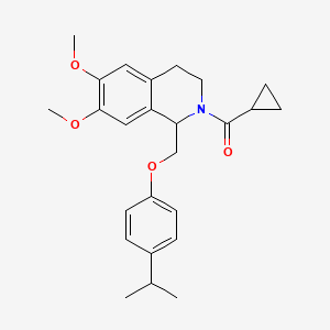 molecular formula C25H31NO4 B2965090 cyclopropyl(1-((4-isopropylphenoxy)methyl)-6,7-dimethoxy-3,4-dihydroisoquinolin-2(1H)-yl)methanone CAS No. 449765-24-6