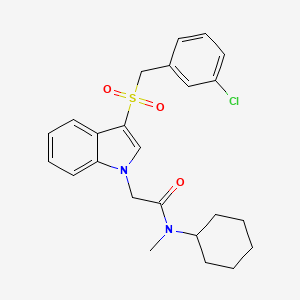 molecular formula C24H27ClN2O3S B2965092 2-(3-((3-chlorobenzyl)sulfonyl)-1H-indol-1-yl)-N-cyclohexyl-N-methylacetamide CAS No. 893286-53-8