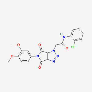 molecular formula C20H18ClN5O5 B2965094 N-(2-chlorophenyl)-2-(5-(3,4-dimethoxyphenyl)-4,6-dioxo-4,5,6,6a-tetrahydropyrrolo[3,4-d][1,2,3]triazol-1(3aH)-yl)acetamide CAS No. 1052609-67-2