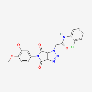 molecular formula C20H18ClN5O5 B2965094 N-(2-chlorophenyl)-2-[5-(3,4-dimethoxyphenyl)-4,6-dioxo-1H,3aH,4H,5H,6H,6aH-pyrrolo[3,4-d][1,2,3]triazol-1-yl]acetamide CAS No. 1052609-67-2