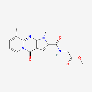 molecular formula C16H16N4O4 B2965095 Methyl 2-(1,9-dimethyl-4-oxo-1,4-dihydropyrido[1,2-a]pyrrolo[2,3-d]pyrimidine-2-carboxamido)acetate CAS No. 896843-33-7