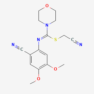 molecular formula C16H18N4O3S B2965096 cyanomethyl N-(2-cyano-4,5-dimethoxyphenyl)-4-morpholinecarbimidothioate CAS No. 866039-88-5